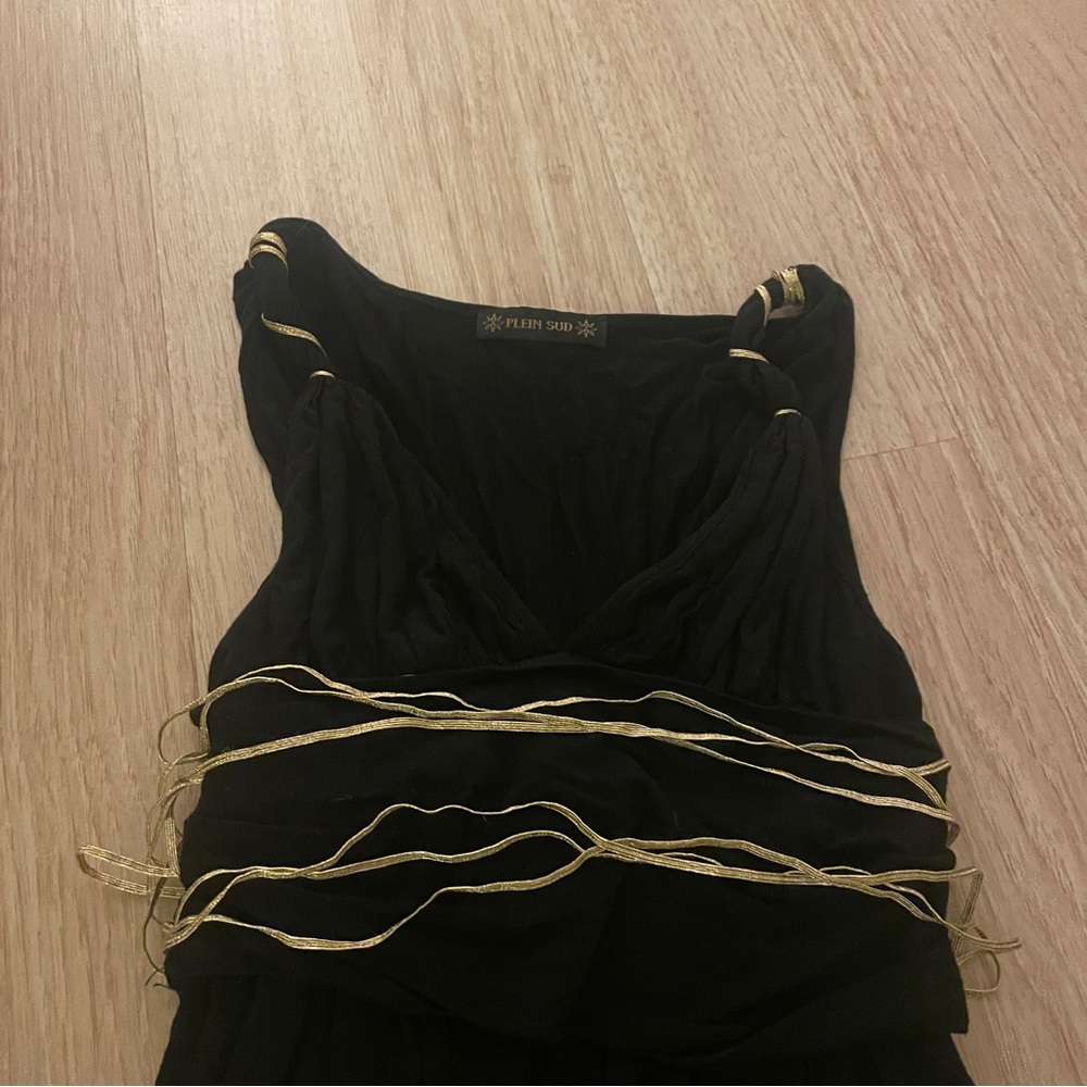 Black Dress with Gold Accents